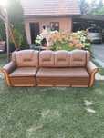 Sofa eko skóra ciemny brąz rozkładana