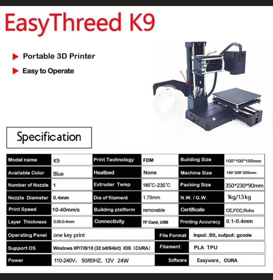 3d принтер easythreed k9
