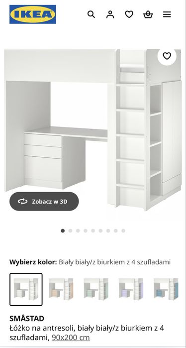 Łóżko IKEA SMASTAD 90x200