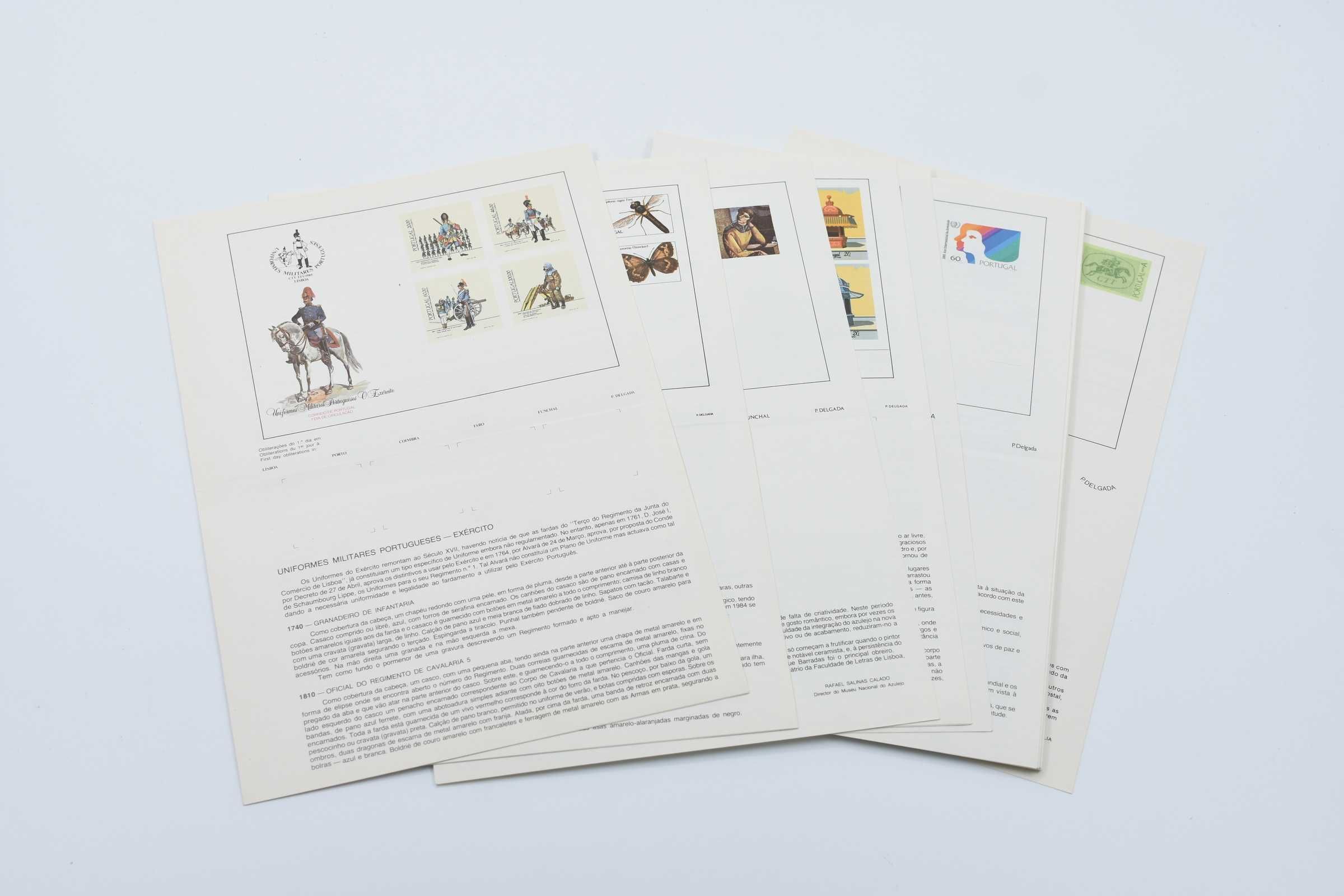 Coleção 21 sobrescritos FDC, selos e pagelas emitidos pelos CTT - 1985