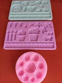 3 Moldes de silicone para pasta de açúcar Cake design