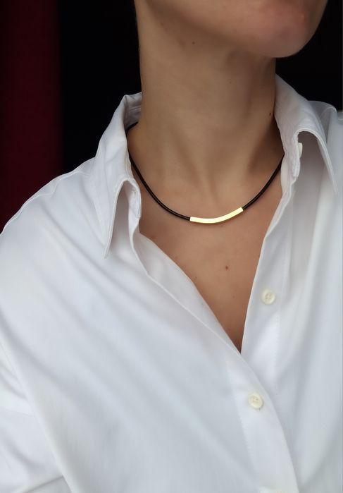 Чокер на шкіряному шнурочку. Преміум якість