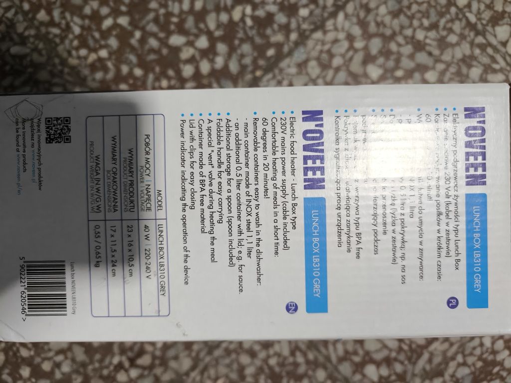 Lunch Box, pojemnik do podgrzewania jedzenia w pracy, na wycieczce i t