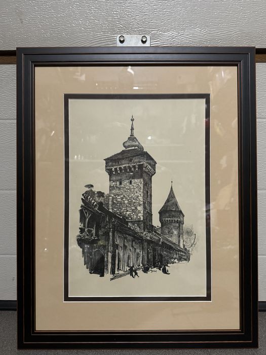 Grafika Jan Kanty Gumowski Kraków Brama Floriańska - stara 1926r.