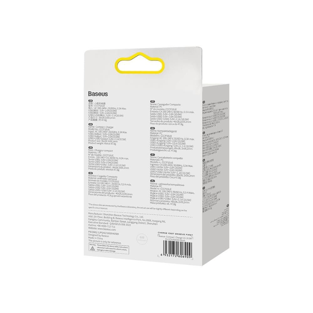 Baseus Compact Szybka Ładowarka Sieciowa 2xUSB Czarna 10,5W Sklep Wawa