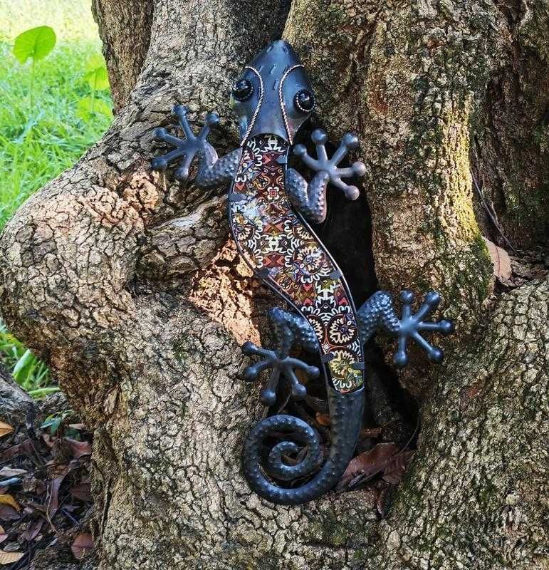 Очень стильная металлическая ящерица геккона настенный декор