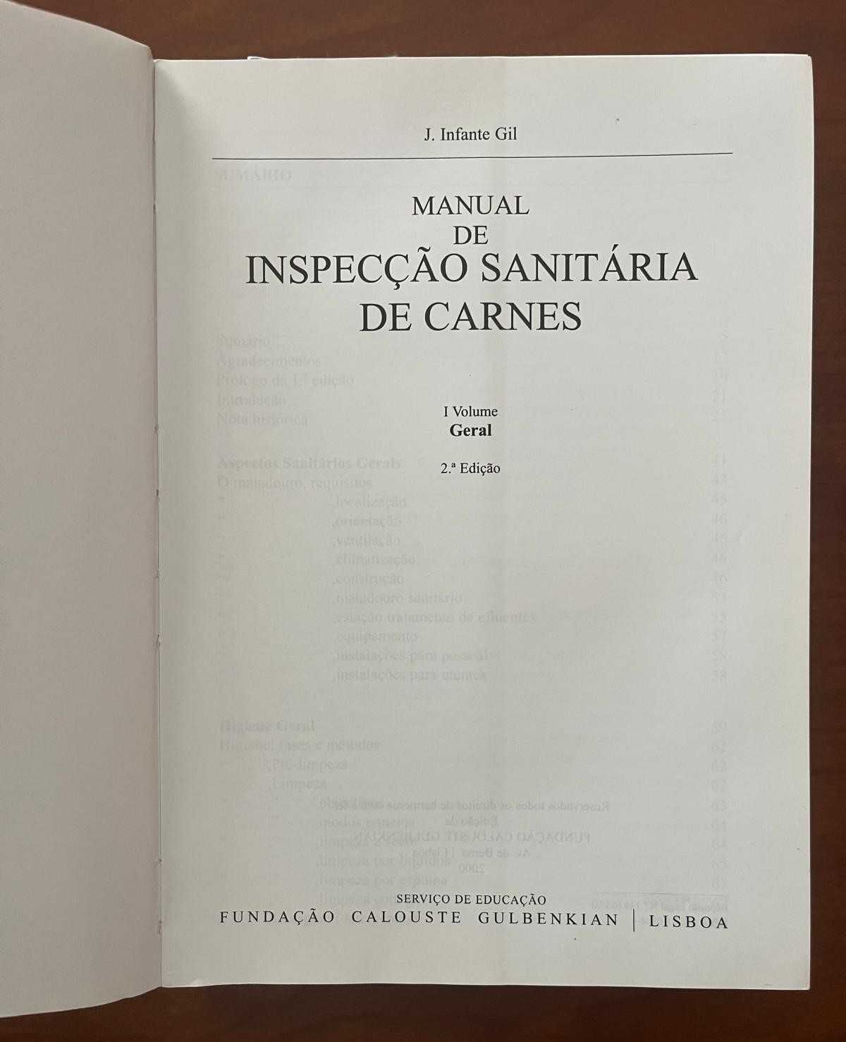 Livro "Manual de Inspecção Sanitária de Carnes" de J. Infante Gil