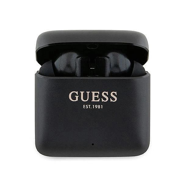 Słuchawki Bluetooth Guess Printed Logo TWS + stacja dokująca - czarne