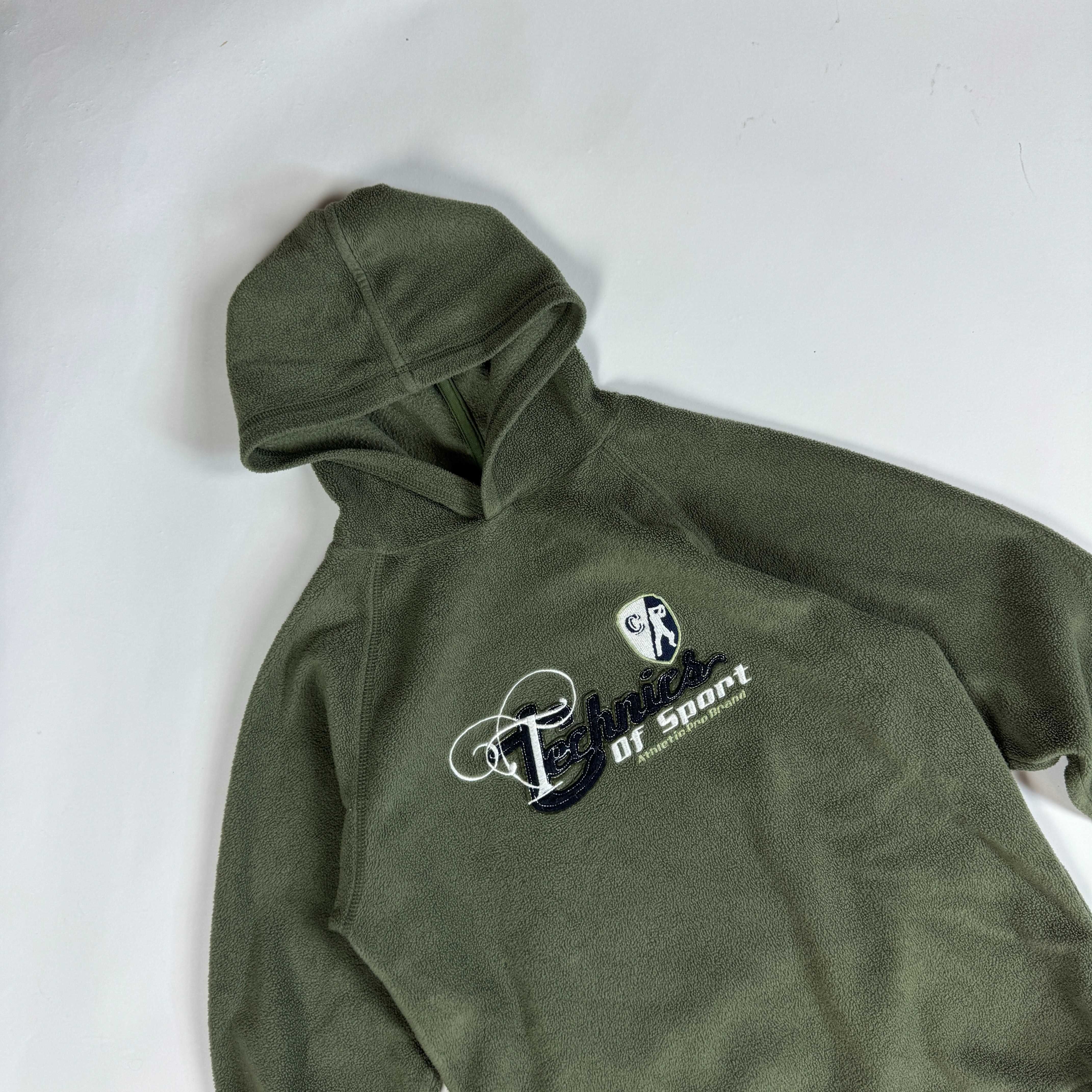 Vintage polar hoodie z dużym nadrukiem streetwear 90s y2k (S/M)