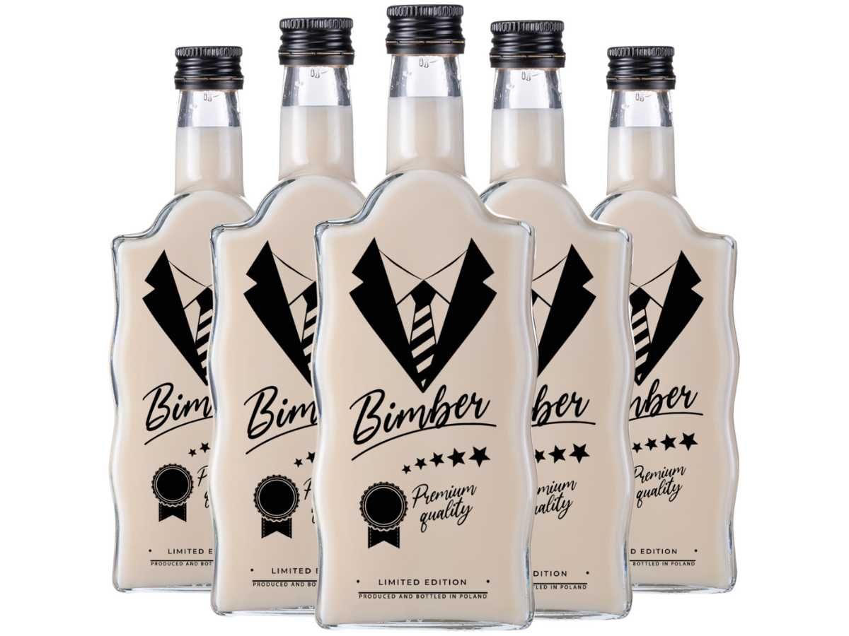 Butelka szklana na bimber Warta 500 ml Dżentelmen zestaw 5 sztuk