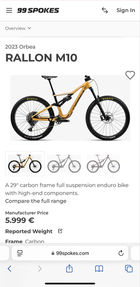 2023 Карбоновий велосипед двопідвіс Orbea Rallon M10 M ендуро 170mm