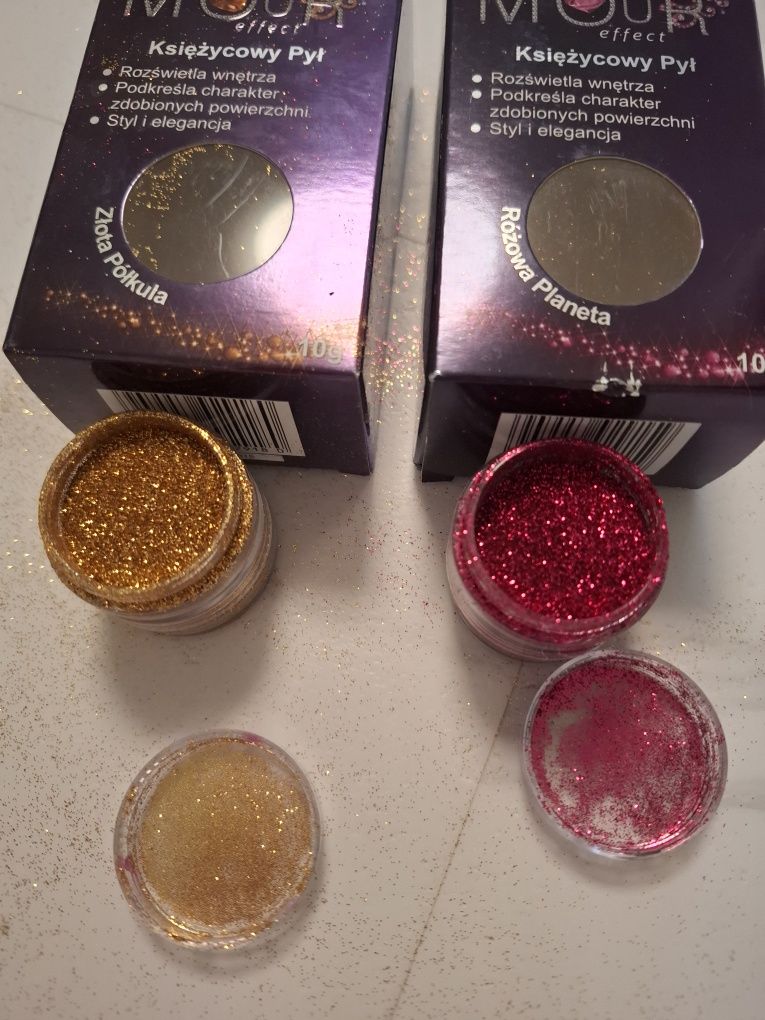 2 x Glamour Effect Księżycowy Pył pigmenty dekoracyjne złoty i różowy