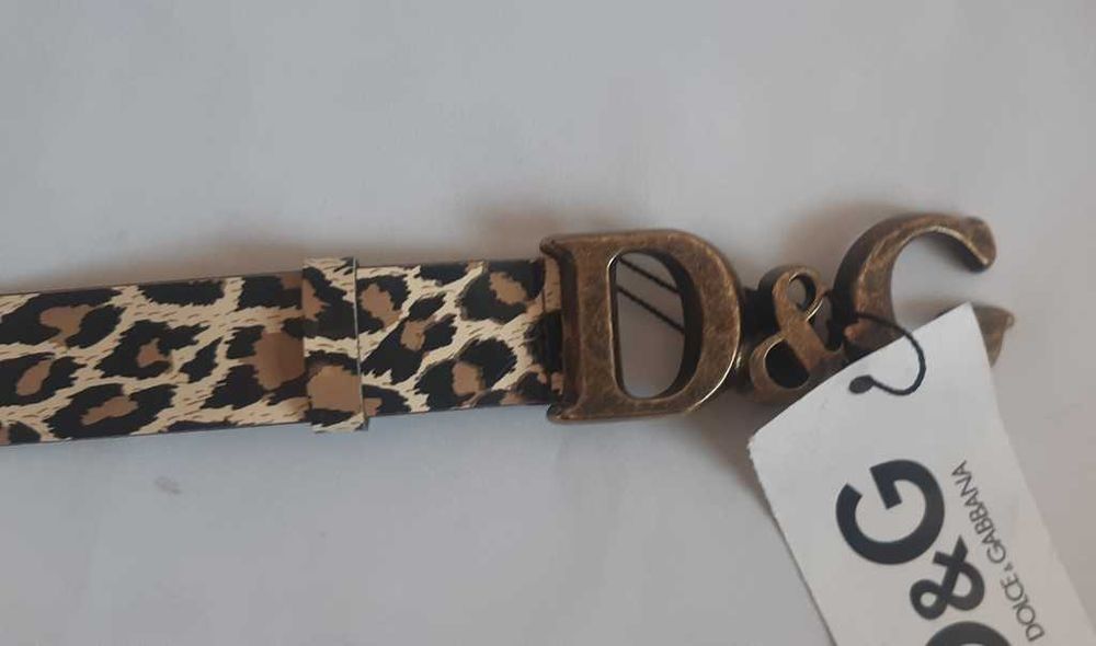 Ремень из глянцевой телячьей кожи с логотипом D&G
