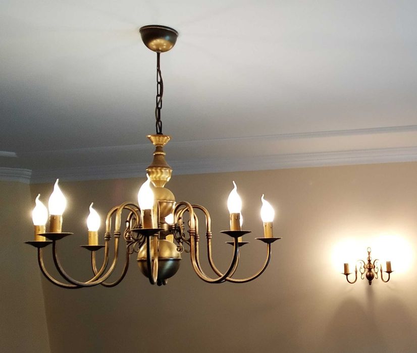 2xCandeeiros Teto Holandês 8 Braços + Aplique Parede