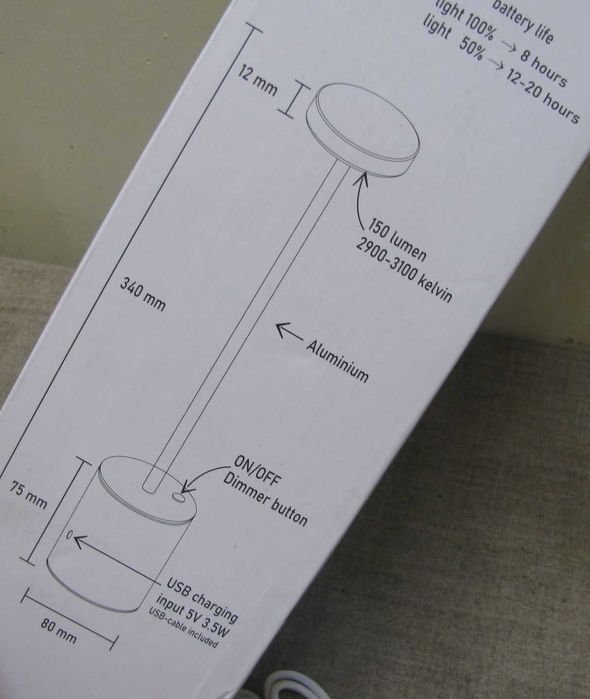 Акумуляторна настільна LED лампа у скандинавському стилі