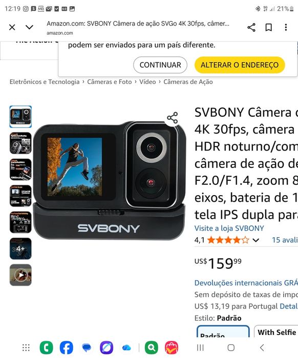 Camera de acção lente dupla