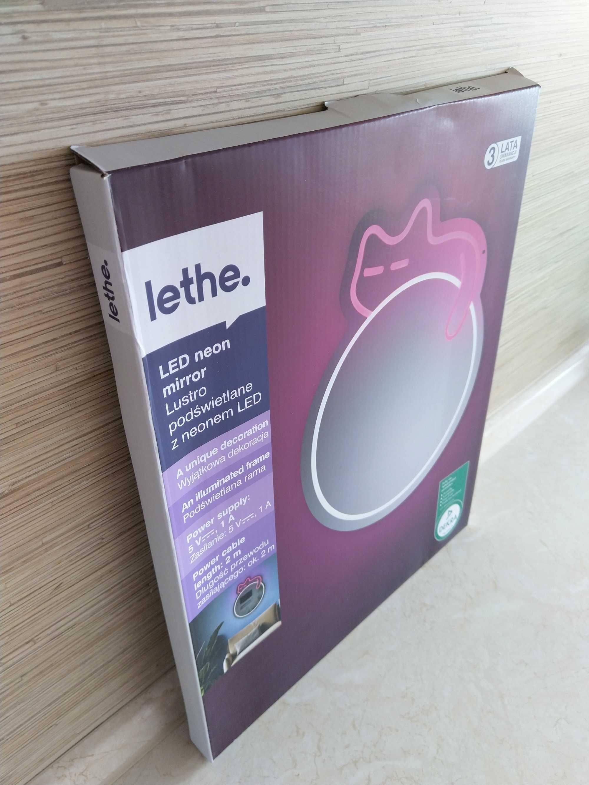 NOWE Lustro Podświetlane z Neonem LED Kot Kotek z Podświetleniem LETHE