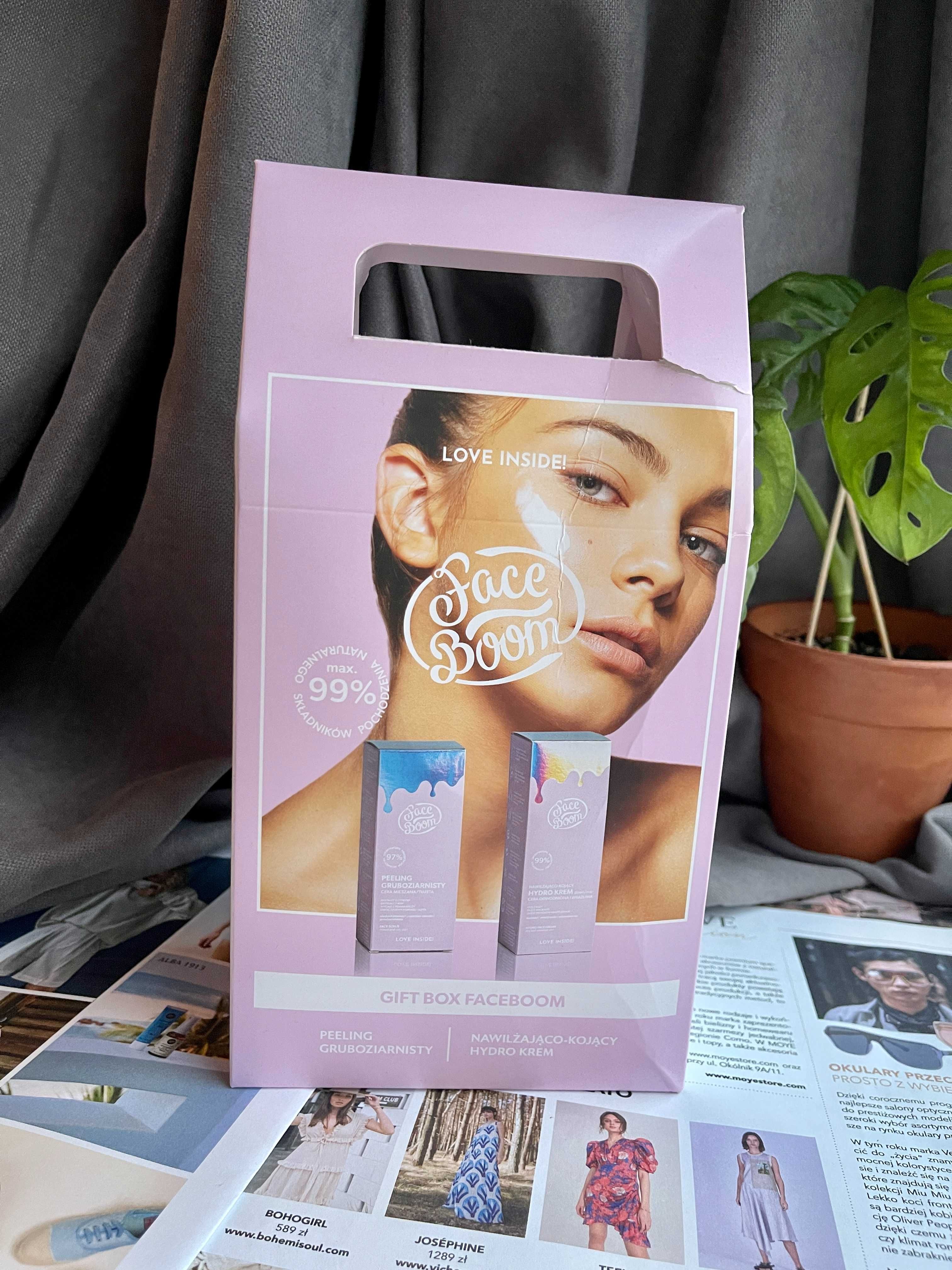 Face Boom peeling gruboziarnisty nawilżająco kojący hydro krem ZESTAW