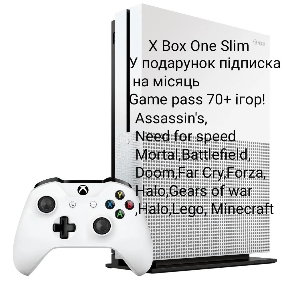 X Box One Slim с подпиской  game pass 70+игр!