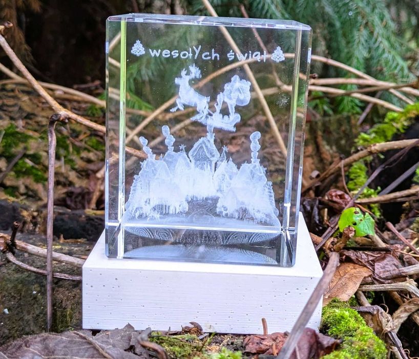 Świąteczny Mikołaj 3d w szkle