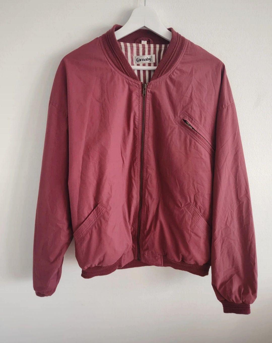 Kurtka męska bomberka L różowa vintage retro oversize boxy szwedka