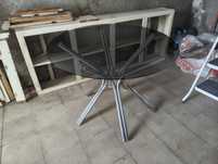Mesa de Vidro redonda vintage tubular