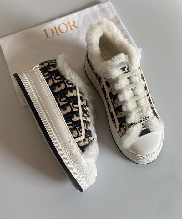 Dior кеди з хутром теплі кроссовки кроси кеды угги сапожки ботинки