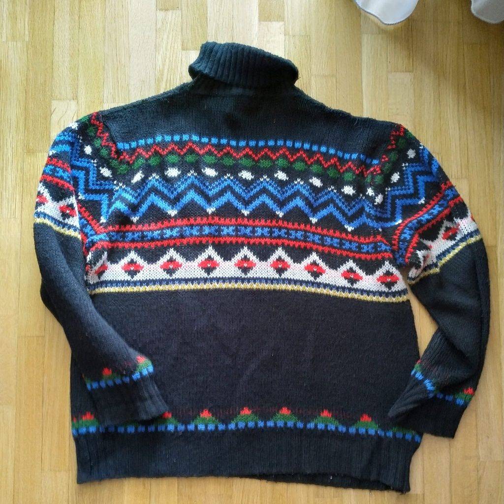 Vintage kolorowy sweter L wzory