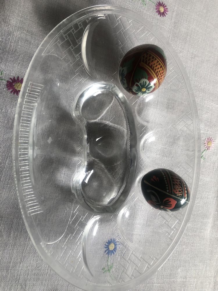 Szklany półmisek na jajka Vintage