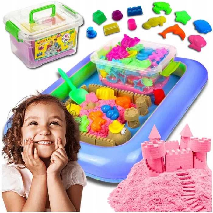 PIASEK KINETYCZNY DLA DZIECI 3kg Basen Łopatka Foremki Piaskownica XXL