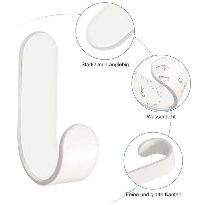 Haczyki samoprzylepne 17 sztuk białe AOROPS