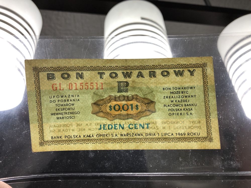 Bon towarowy pekao 1 cent stan 2 1969 bony pewex