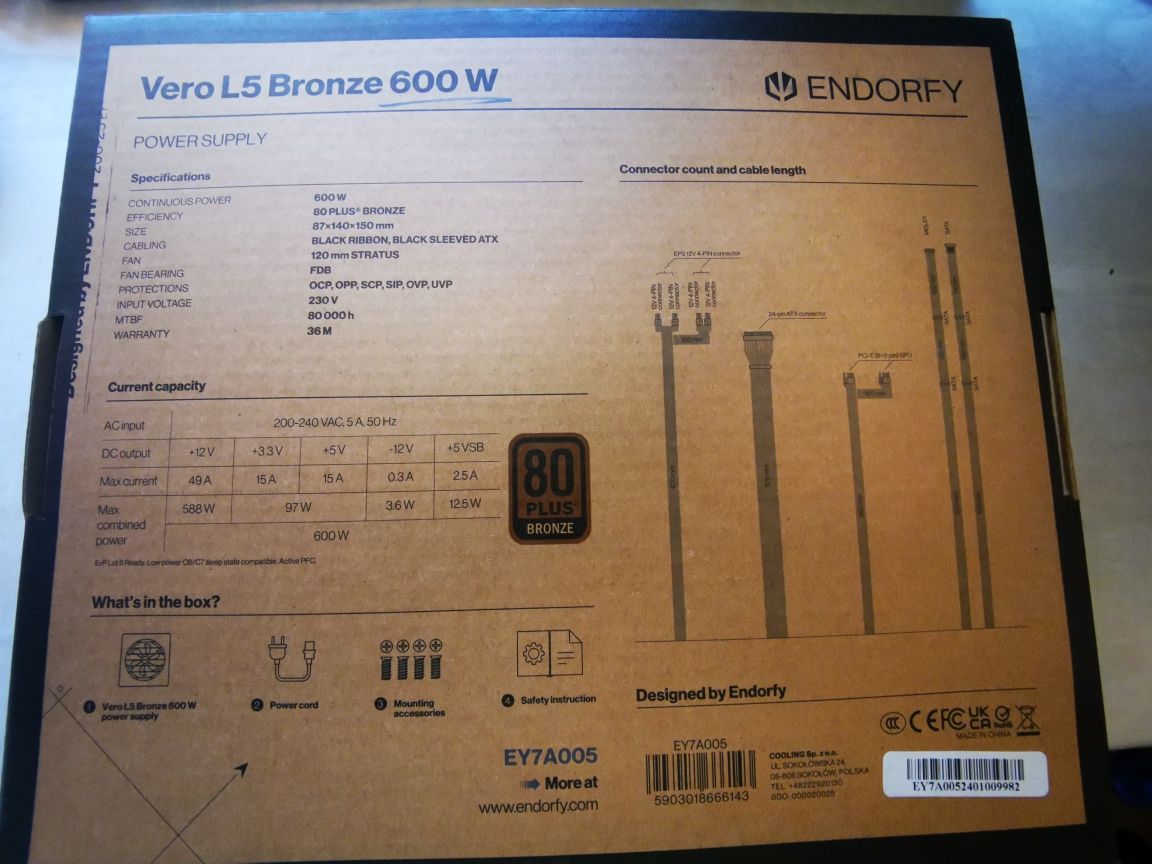 Блок живлення Endorfy Vero L5 Bronze 600W