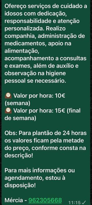 Apoio Domiciliário / Cuidadora de Idosos