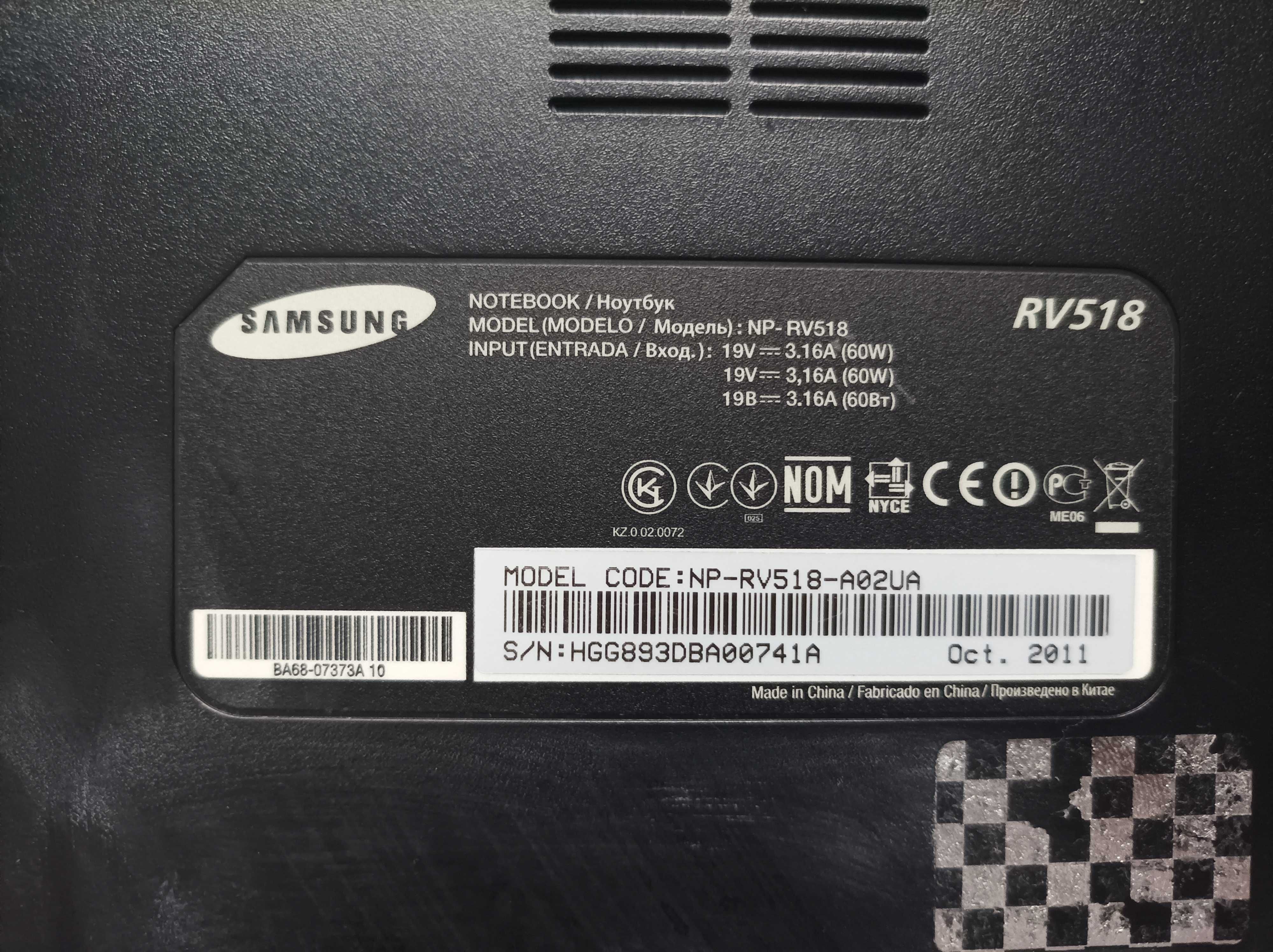 ноутбук samsung NP-RV518