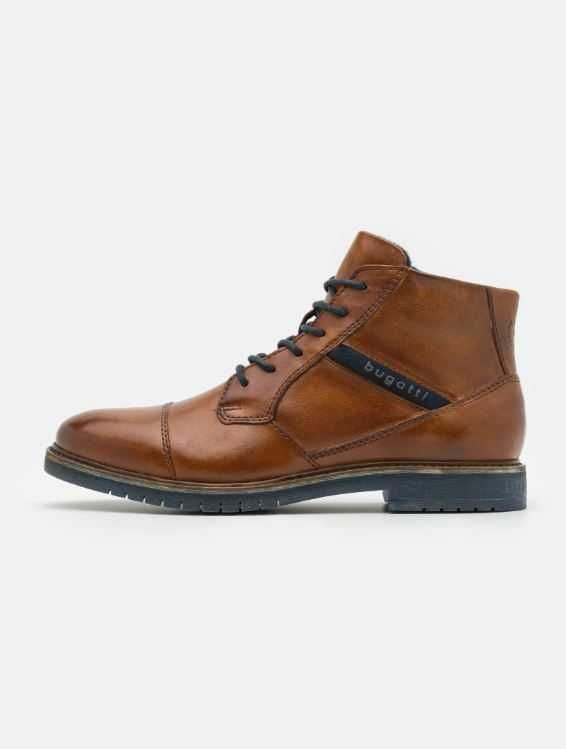 Buty męskie - Botki sznurowane - bugatti, brązowe