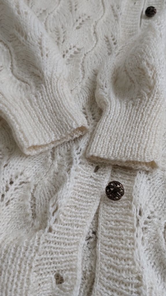 Kardigan ażurowy ręcznie robiony handmade retro oversize