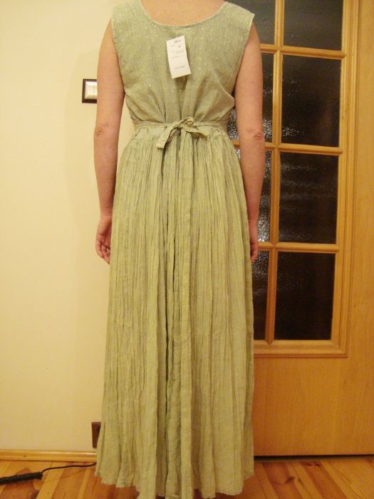 MAXI indyjska sukienka na ramiączkach 38/40 M/L zielona.