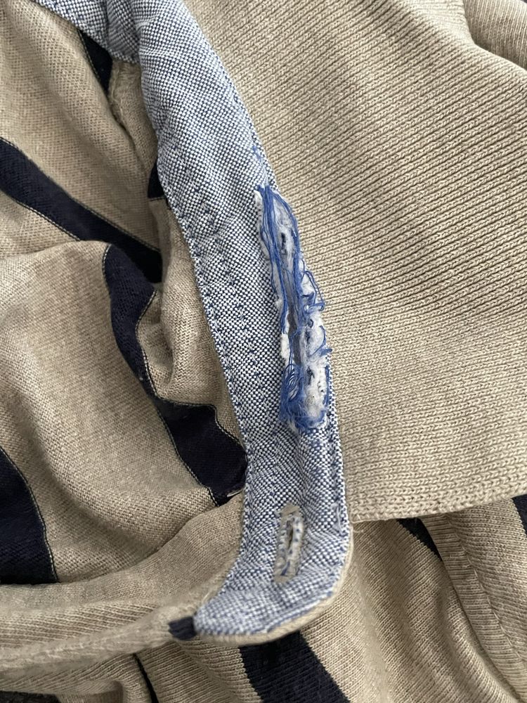 Koszulka Polo Tommy Hilfiger XL custom fit paski beżowa plus size