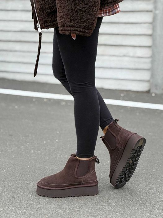 Зимові черевики натуральна замша Уггі Хутро, товста підошва, комфорт