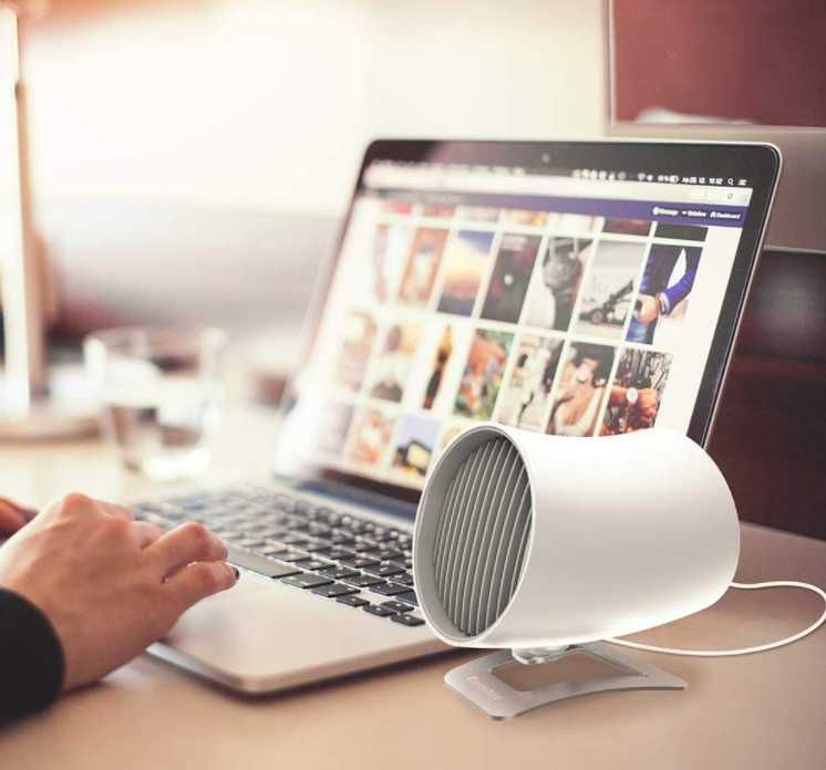 EASYACC WENTYLATOR WIATRAK ze stojakiem USB cichy biały