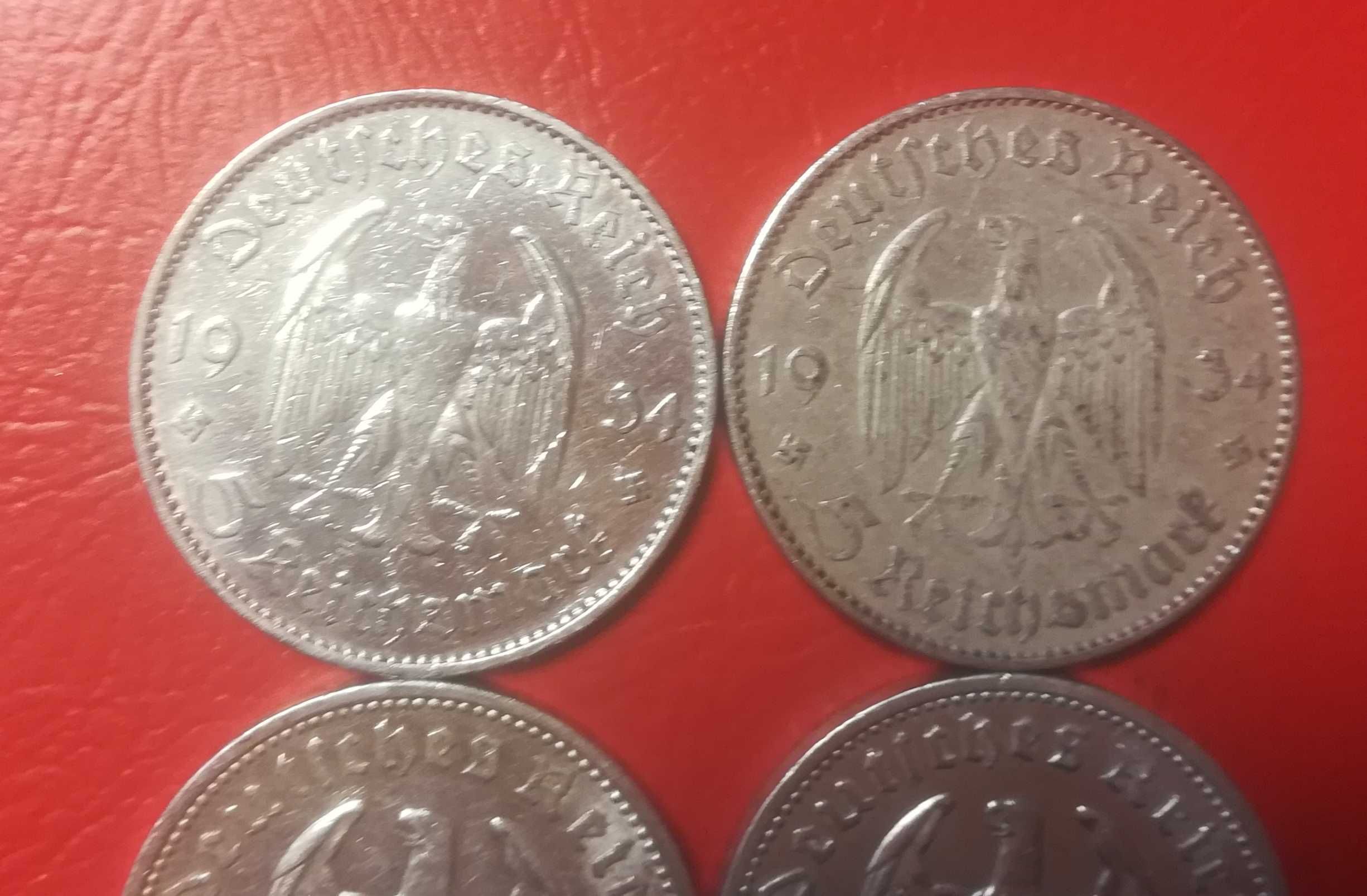 Moneta monety srebro srebrne srebrna Niemcy 5 marek zestaw AG piękne.