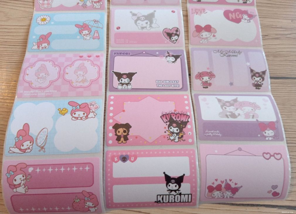 24 naklejki na zeszyt książkę my melody kuromi