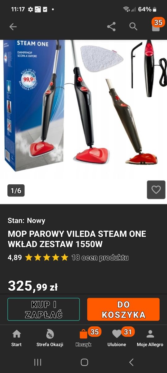 Mop parowy Vileda steam one