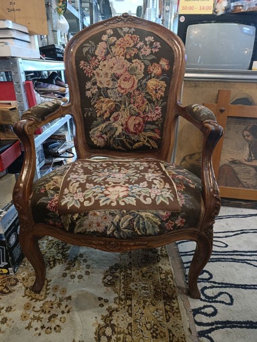 Fotel vintage retro gobelinowy naprawiany Szperownia Andrychów