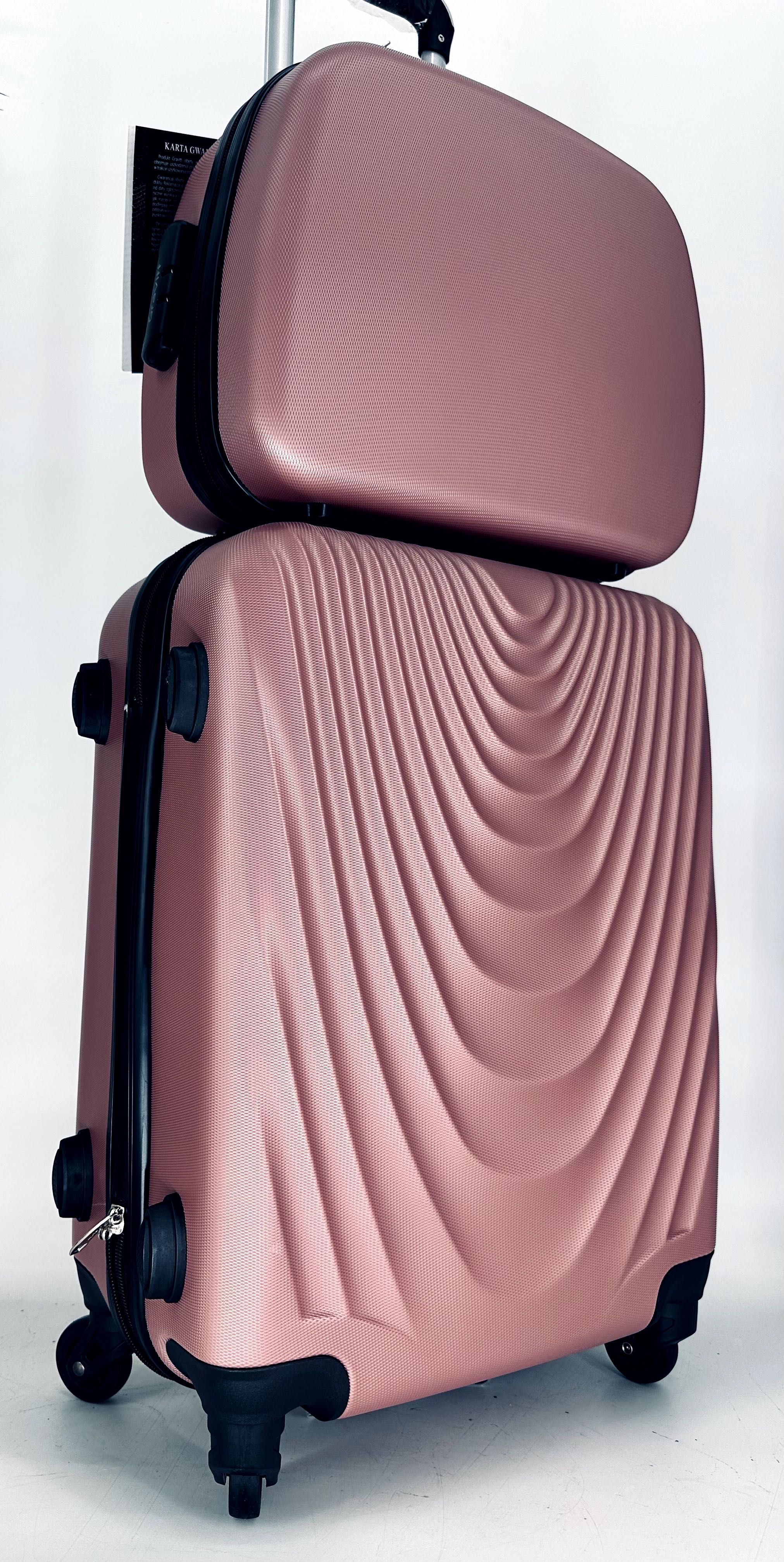 Nowy zestaw walizka i kuferek rose gold