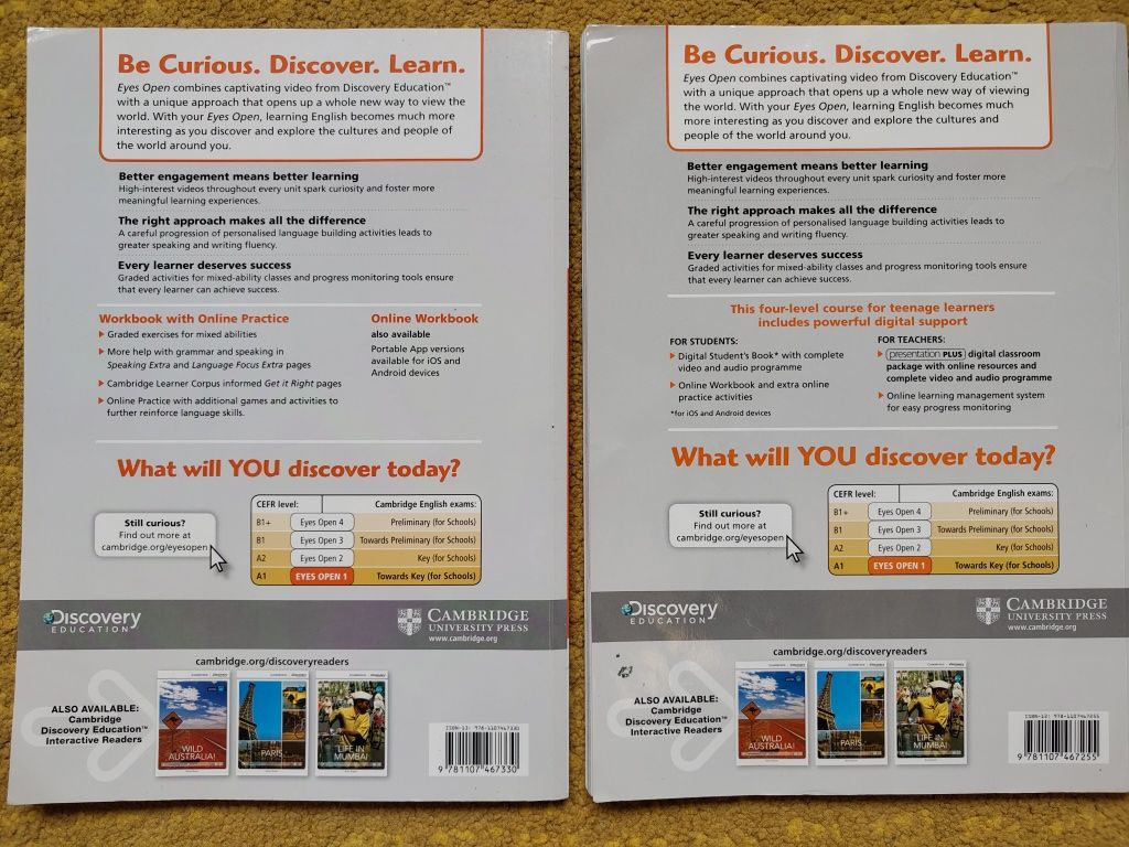 Manuais de Inglês Cambridge| Eyes Open 1 | Students book e workbook