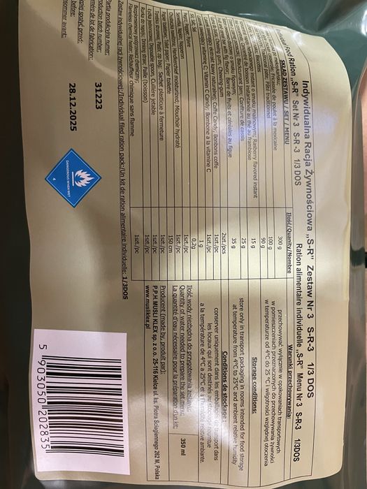 Racje żywnościowe wojskowe mix