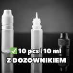 Butelki PET 10 ml do liquidów – zestaw 10 szt. + dozownik + zakrętka
