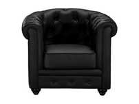 Fotele Chesterfield czarne, skórzane – stan idealny!